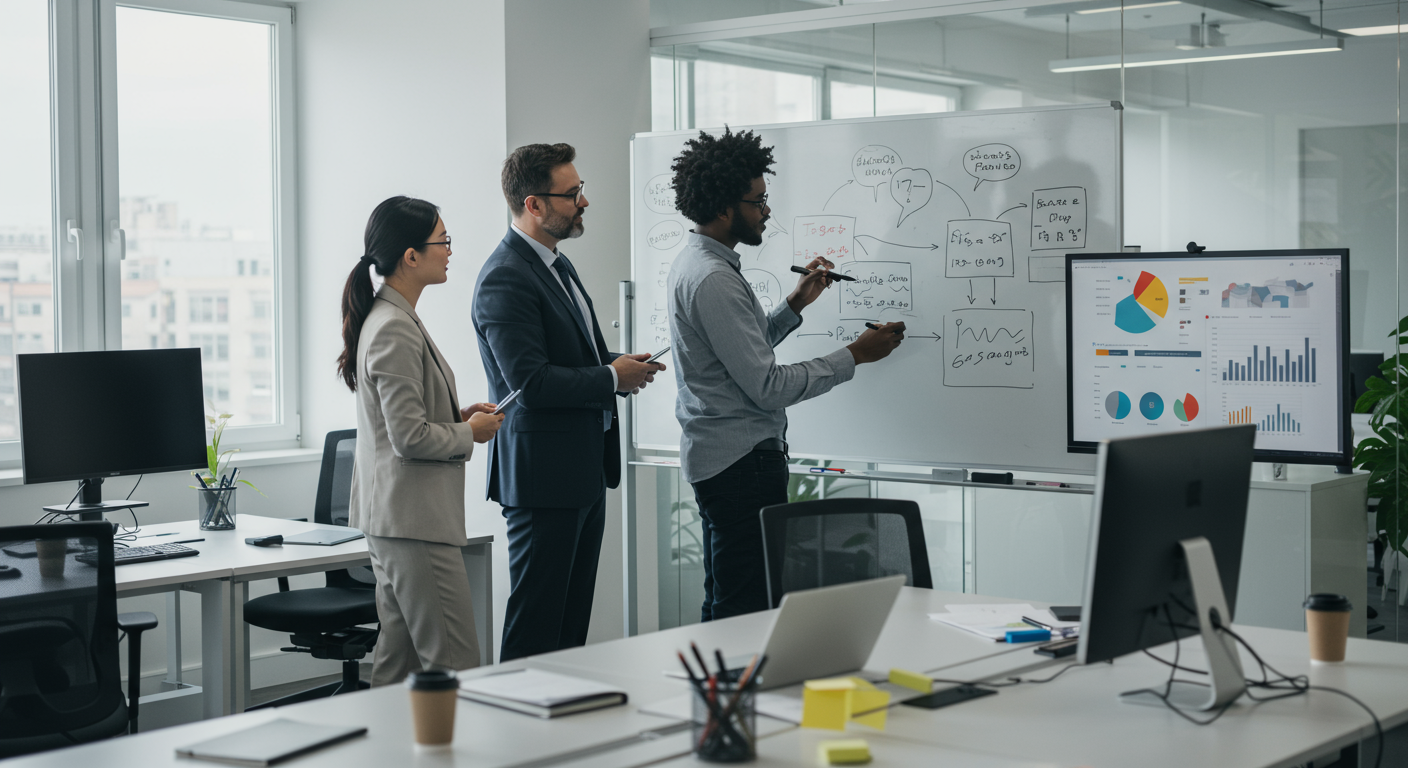 Salle de réunion professionnelle, discussion en équipe